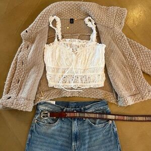 Lush Eyelet Cotton Shirred Tank